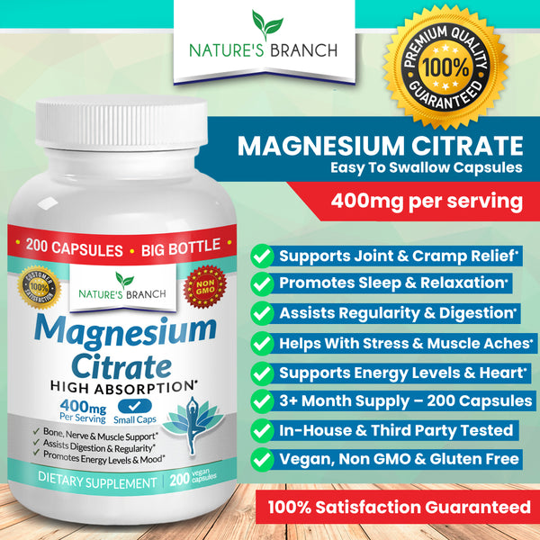 Magnesium Citrate 400mg (Sleep, Heart Health, Digestion & Cramps