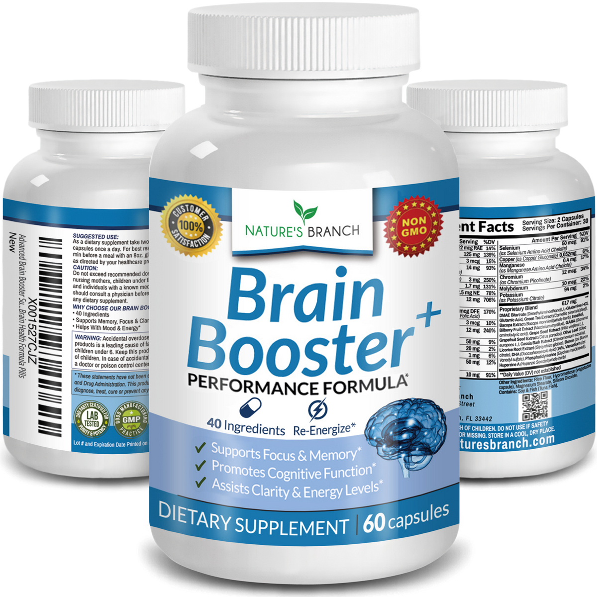 Nature&#39;s Branch Brain Booster supplement for memory focus and clarity