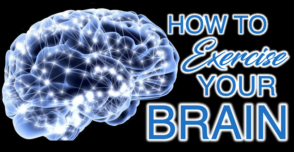 illustration of brain with a text "how to exercise your brain"