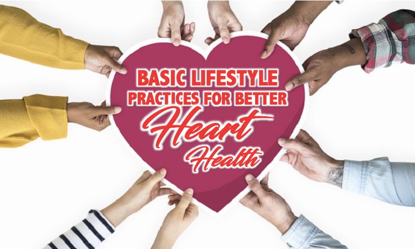 hands holding a heart shaped paper with a text "Basic Lifestyle practices for better heart health"