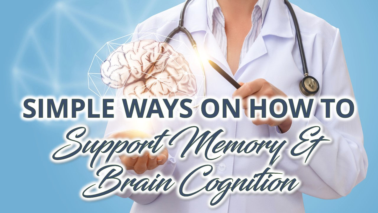 a doctor holding a pen and pointing an illustration of a brain with a text simple ways on how to support memory & brain cognition