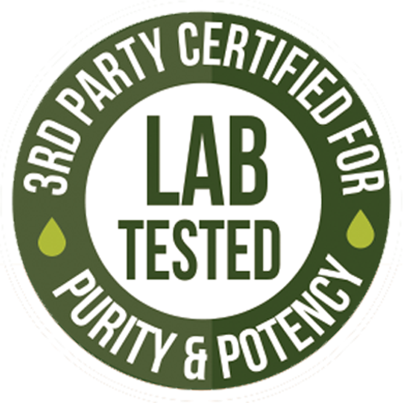 Third party tested for purity and potency badge