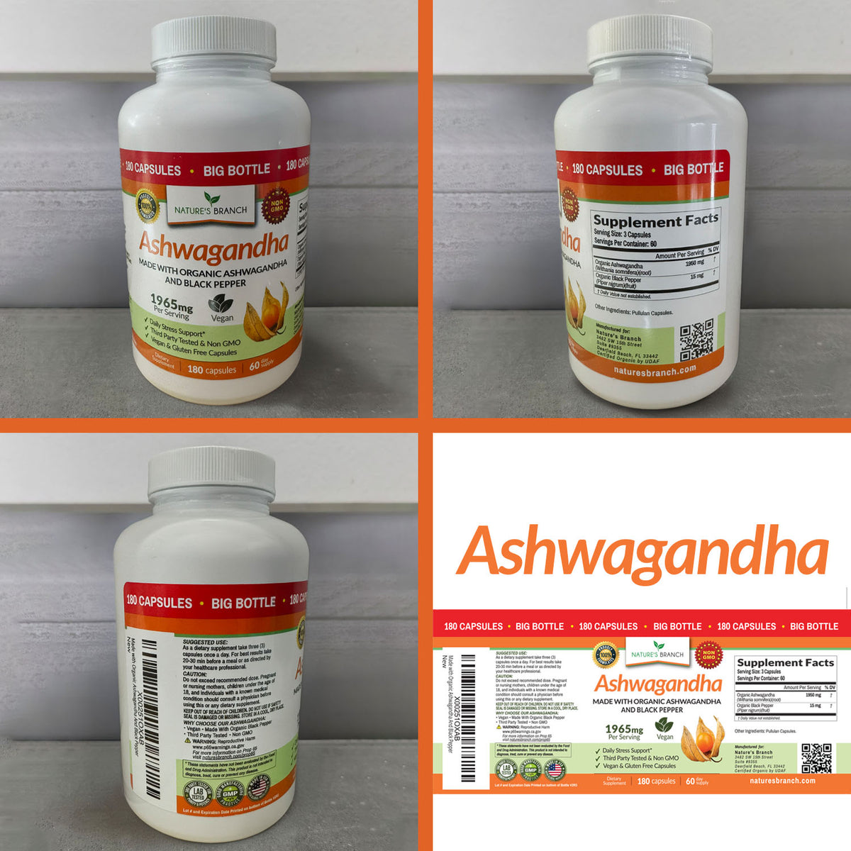 Natures Branch Turmeric Curcumin three bottles showing the label