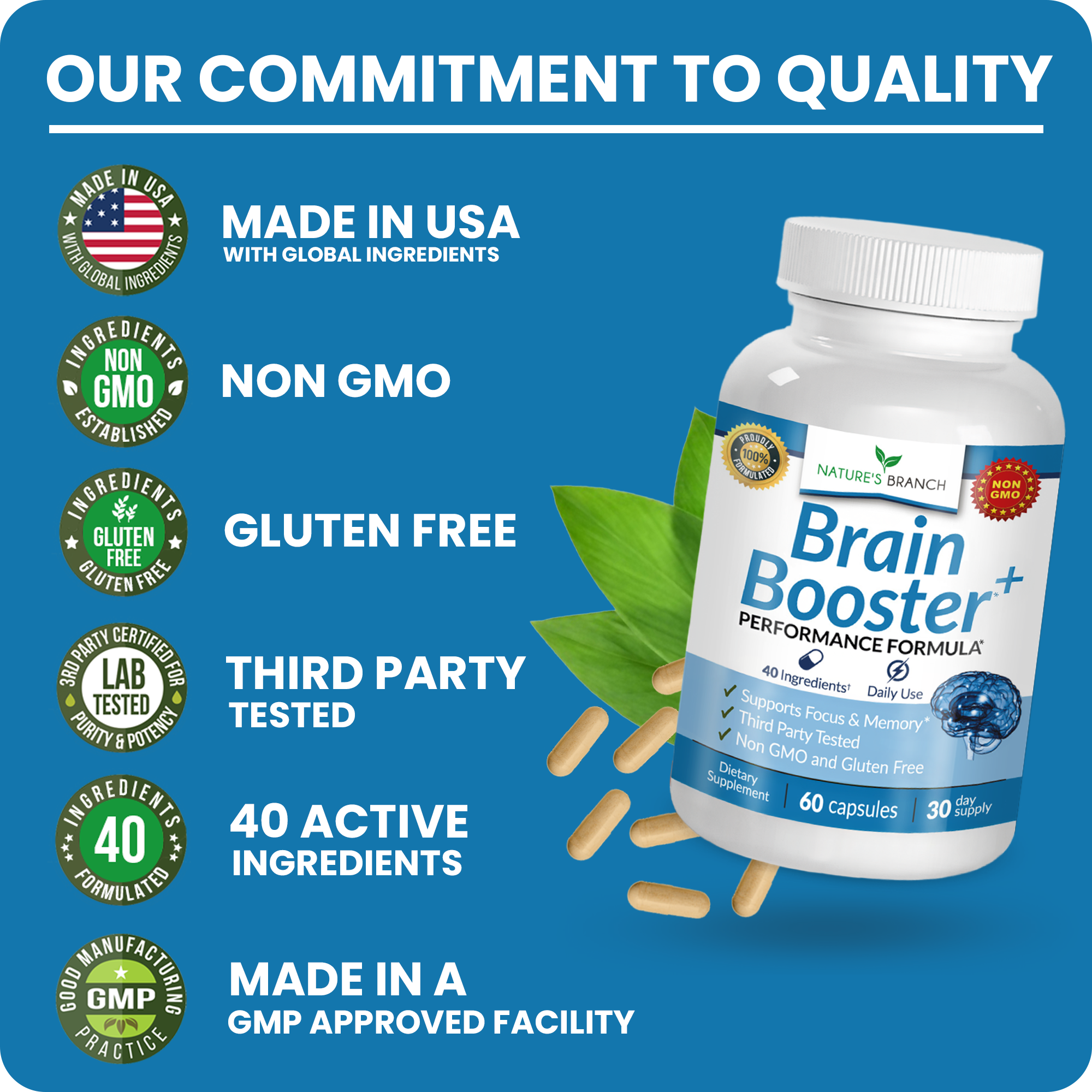 thumbnail image 2 of HEALTH SOLUTION USA Brain & Memory Booster - Energy Supplement With Ginkgo Biloba & Ginseng (3 Bottles) 2 of 6