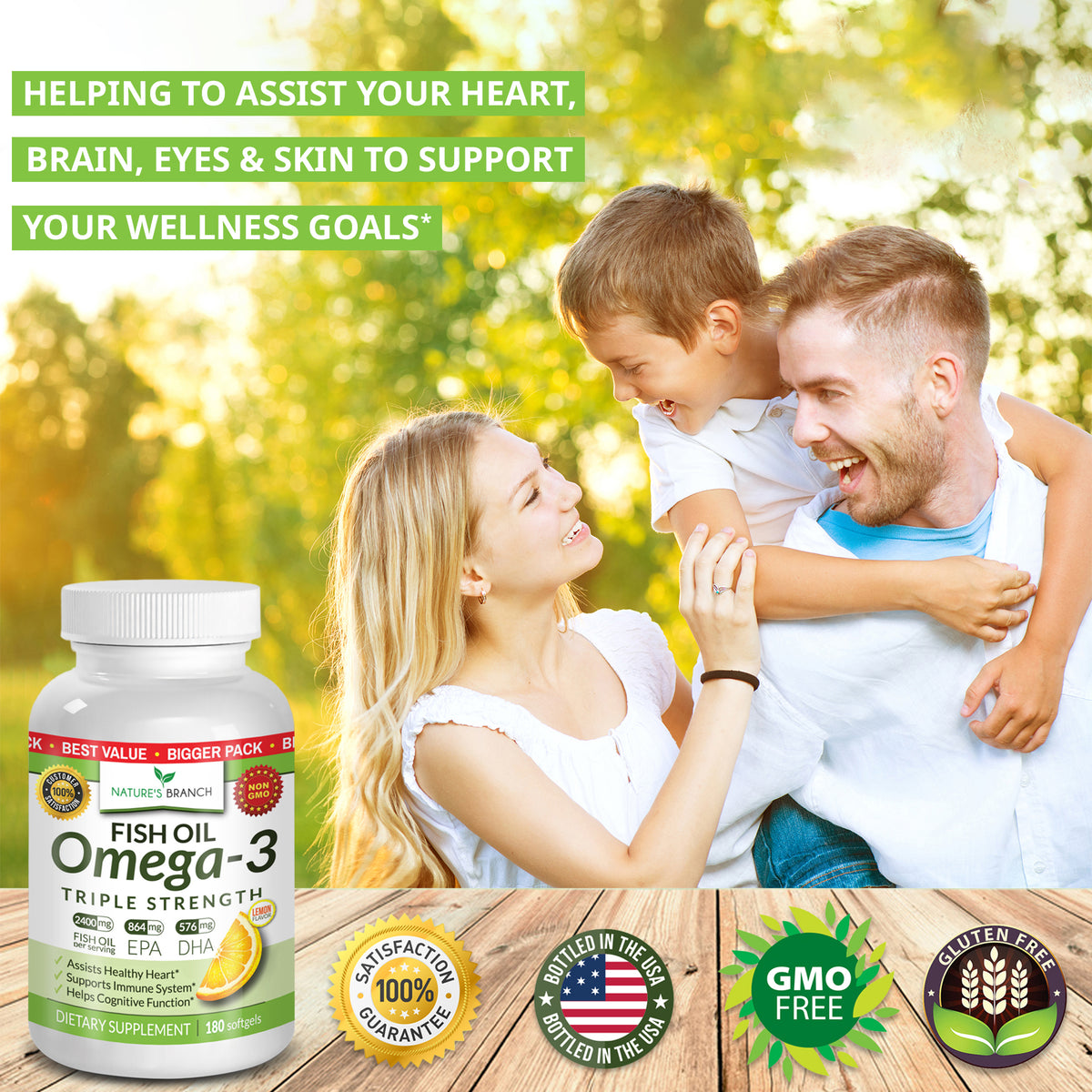 Triple Strength Omega-3 Fish Oil (180 Softgels)