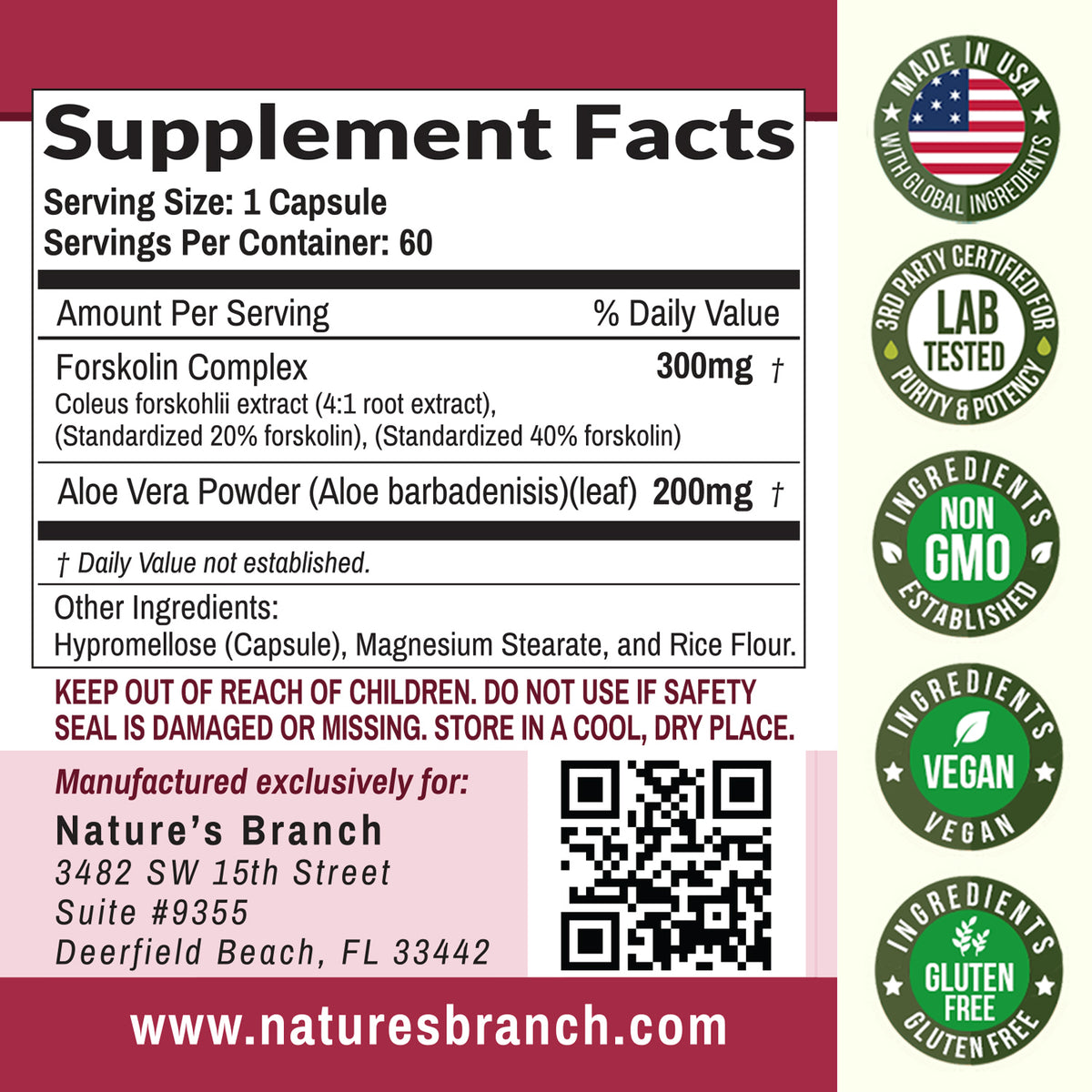 Nature&#39;s Branch Forskolin Supplement Facts