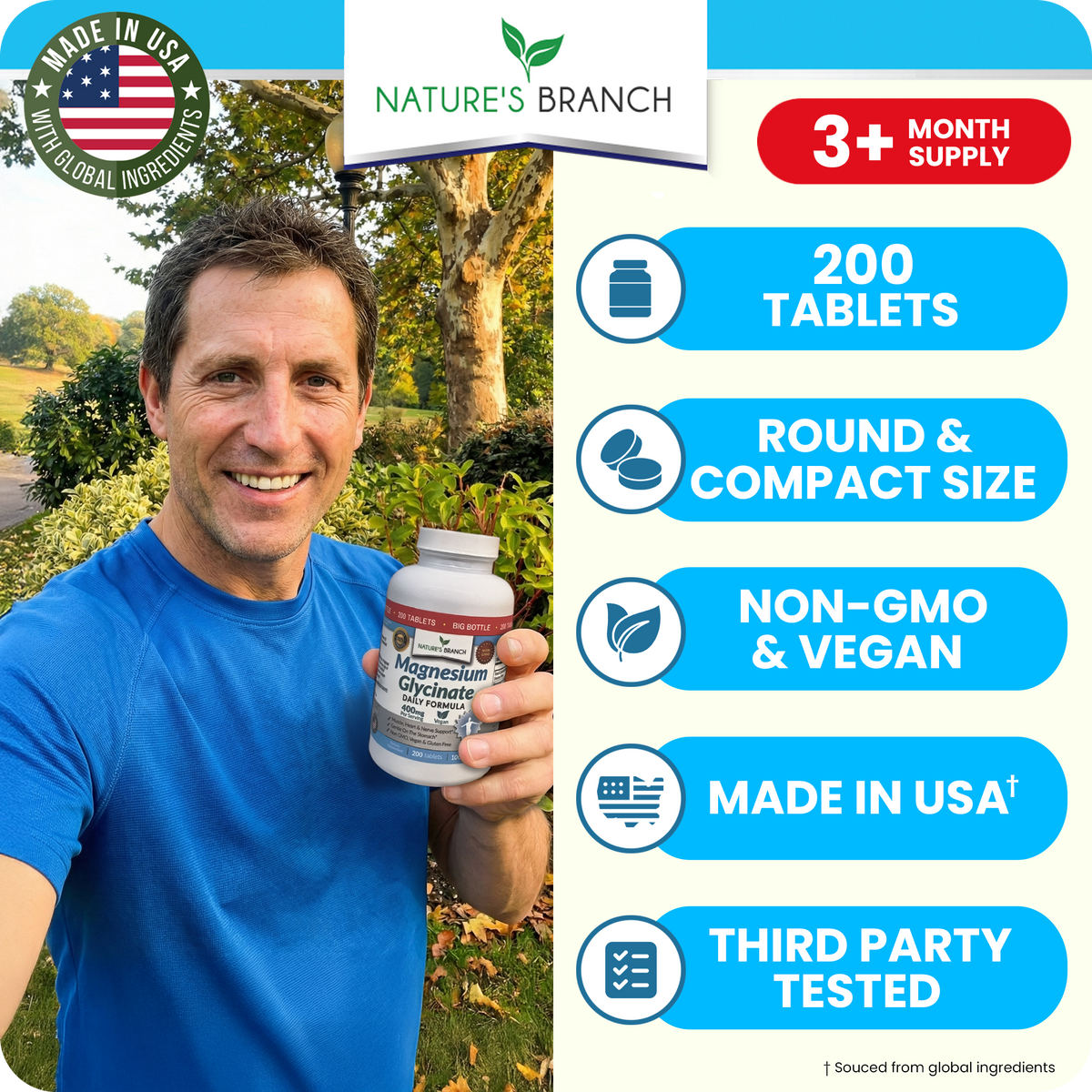 Magnesium Glycinate 400mg (Muscle Comfort, Sleep & Heart Health)