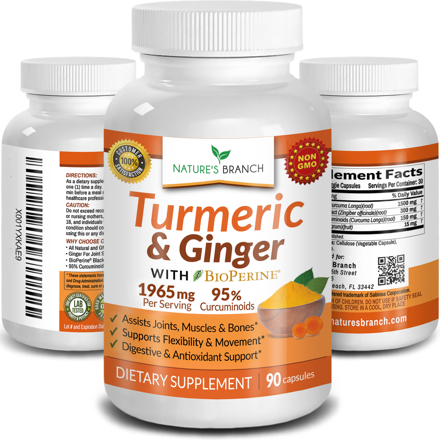 EXTRA STRENGTH Turmeric Curcumin with Ginger & BioPerine 1965mg