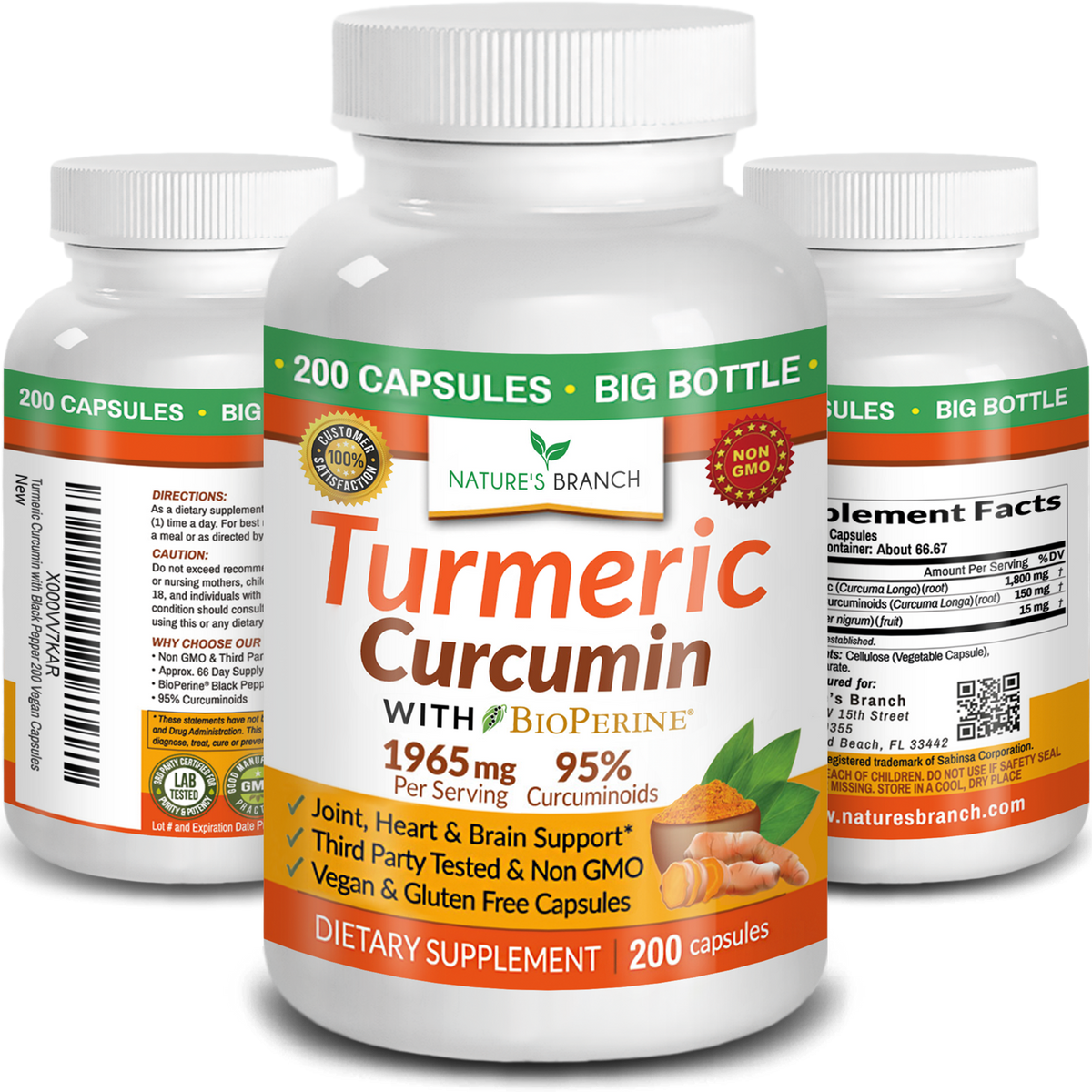 Nature&#39;s Branch Turmeric Curcumin and BioPerine supplement bottle