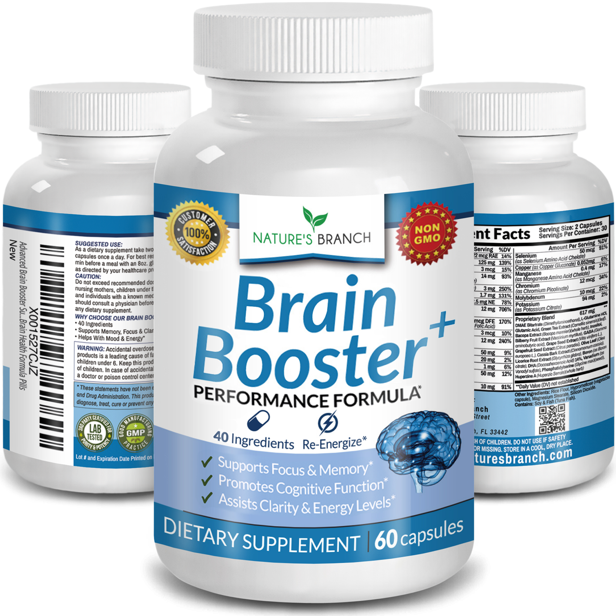 Nature's Branch Brain Booster supplement for memory focus and clarity