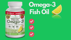 Nature's Branch Omega 3 Fish Oil video showing the benefits of the product supplement bottles