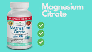 Nature's Branch Magnesium Citrate supplement video showing it is vegan and non gmo with 200 capsules